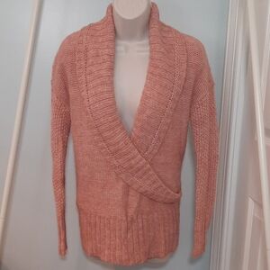 LOFT Peach Shawl Collar V-neckline Alpaca Sweater sz Small